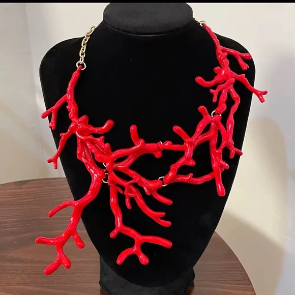 BEST SELLER!! Red Coral Branch Statement Necklace - Picture 8 of 8